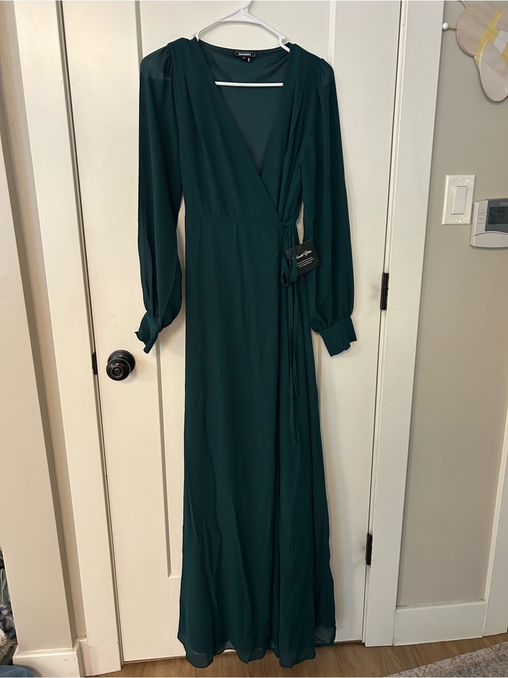 Long Sleeve Wrap Maxi Dress